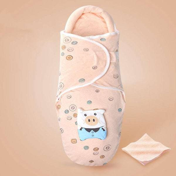 Sac de couchage orange avec petit cochon pour emmailloter bébé