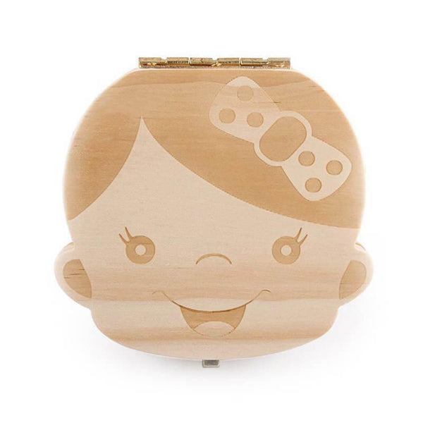 Boite souvenir à dents de lait en bois fille