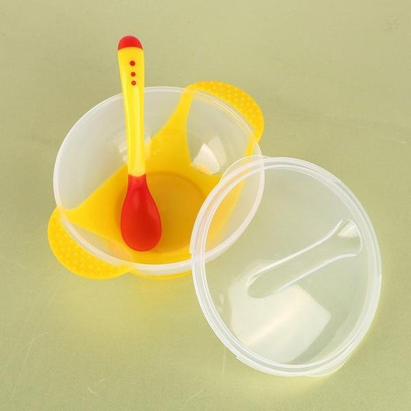 Bol ventouse anti renversement jaune pour le repas de bébé