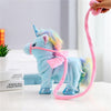 Licorne en peluche bleu qui marche