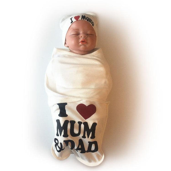 Couverture d'emmaillotage I love Mum & Dad – Mon Petit Ange