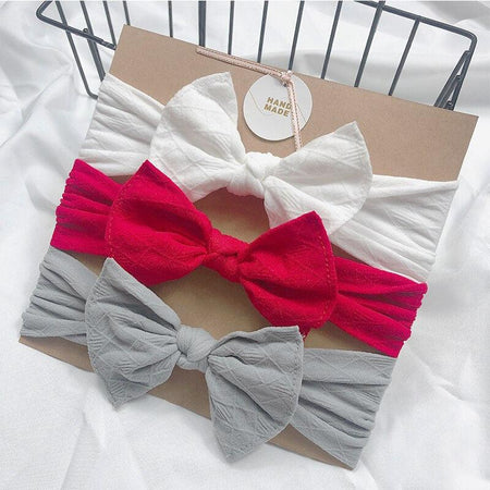 Bandeau fille blanc rouge gris (lot de 3) - Mon Petit Ange