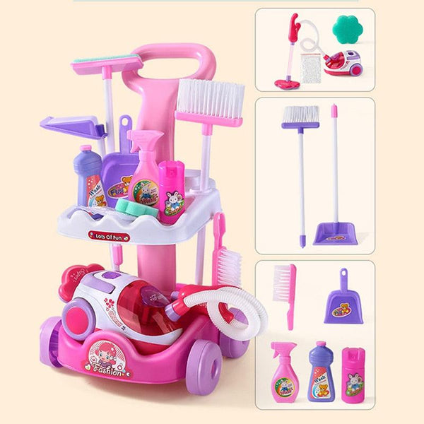 Kit De Ménage Pour Enfant - Aspirateur Jouet, Balai, Pelle, Plumeau - 5 Pièces - Apprentissage Ludique Et Développement De L'autonomie