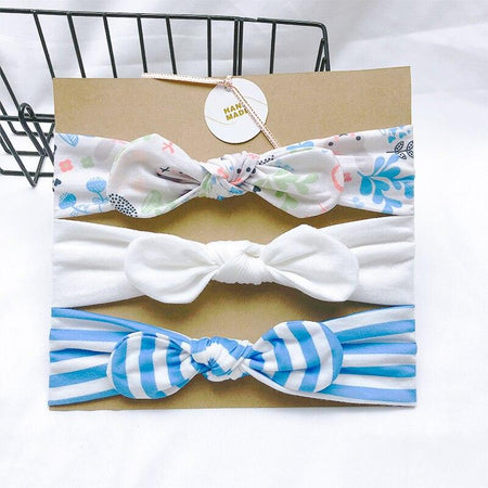 Bandeau fille bleu et blanc avec rayure (lot de 3) - Mon Petit Ange
