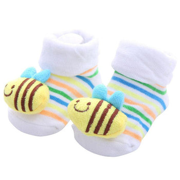 Paire de chaussette motif abeille cousu pour bébé