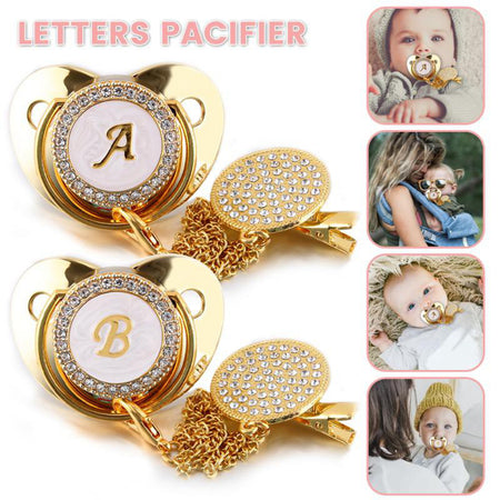 Initial Gold Pacifier & Pacifier Clip - Babystyle™