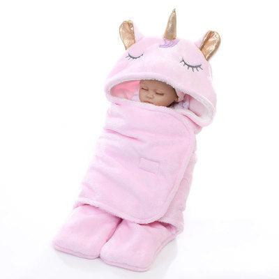 Couverture licorne rose pour emmailloter votre bébé