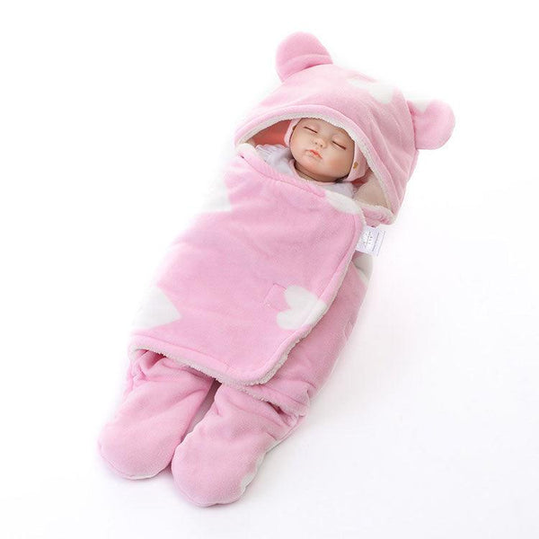 Couverture emmaillotée pour nouveau-né, couverture en peluche universelle  douce pour bébé bébé mignon ours poussette crib Wrap Hooded Warm Fleece  Sleeping Bag For 0-12 Mon