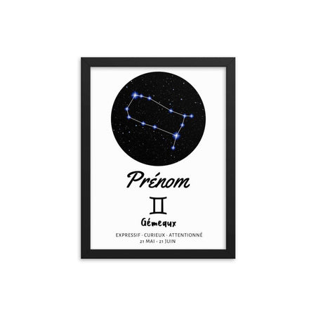 Tableau personnalisé prénom pour bébé avec cadre noir